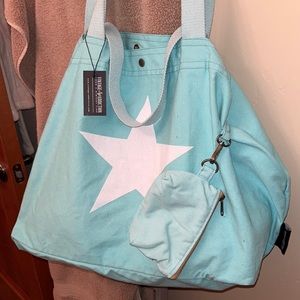 Vintage Addiction Canvas Star Sky Blue Bag with Coin Purse